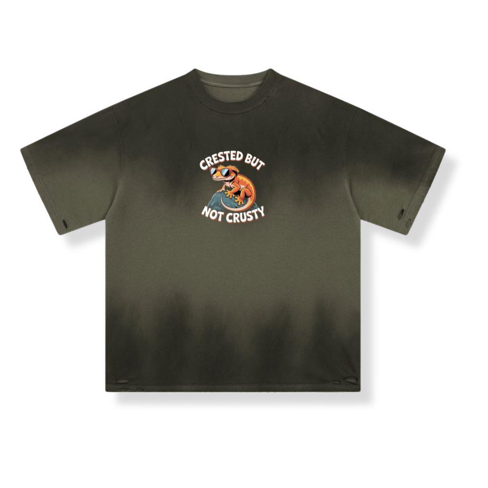 Crested But Not Crusty Lizard Retro Funny Graphic T-Shirt - Image 2