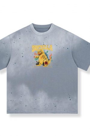 Giant Duck Monster Retro Cartoon Design T-Shirt