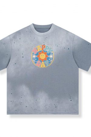 Happy Day Groovy Flower Illustration for a Colorful Retro Look T-Shirt