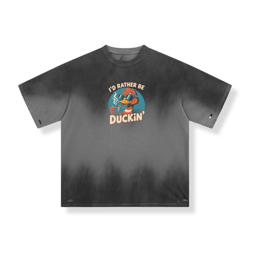 Id Rather Be Duckin Funny Duck Coffee Graphic T-Shirt - Image 3