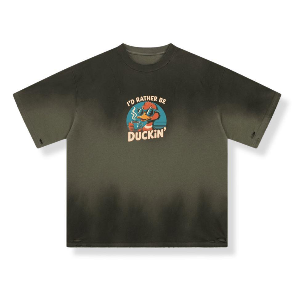 Id Rather Be Duckin Summer Cartoon Design with Cool Sunglasses T-Shirt - Image 2