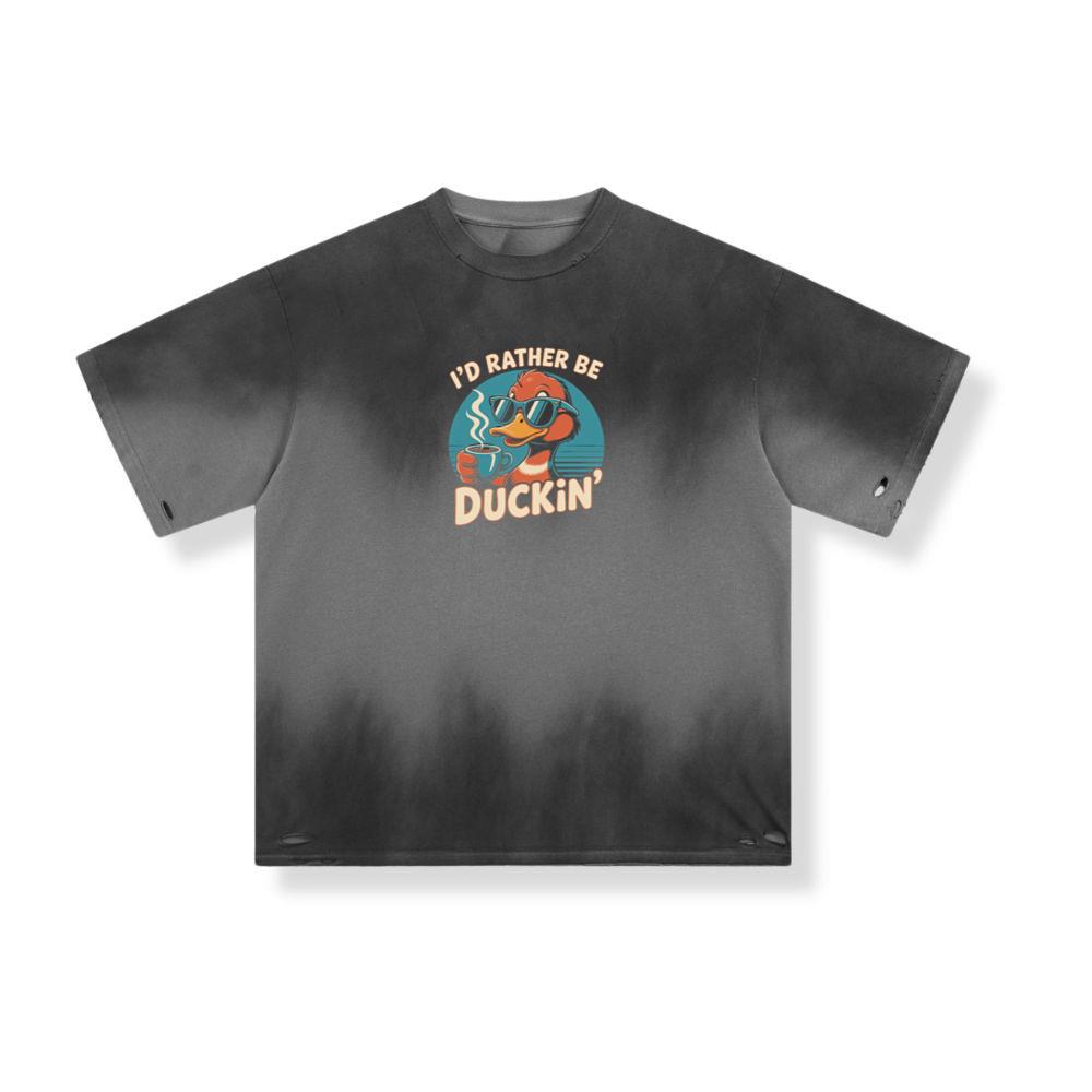 Id Rather Be Duckin Summer Cartoon Design with Cool Sunglasses T-Shirt - Image 3