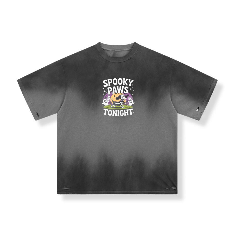 Spooky Paws Tonight Dog Skeleton Halloween Graphic T-Shirt - Image 3